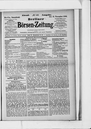 Berliner Börsen-Zeitung vom 21.11.1896