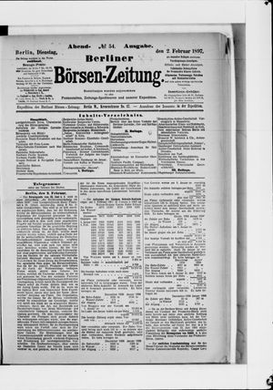 Berliner Börsen-Zeitung on Feb 2, 1897