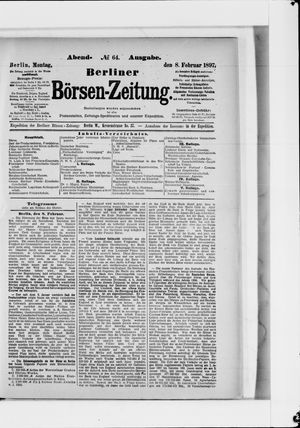 Berliner Börsen-Zeitung vom 08.02.1897