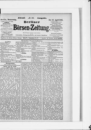 Berliner Börsen-Zeitung on Apr 15, 1897