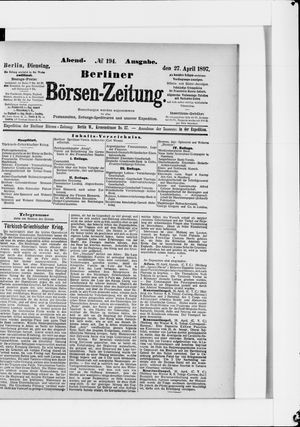 Berliner Börsen-Zeitung on Apr 27, 1897