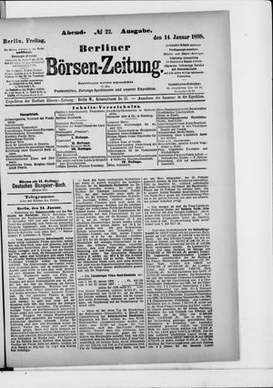 Berliner Börsen-Zeitung vom 14.01.1898