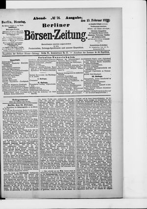 Berliner Börsen-Zeitung on Feb 15, 1898