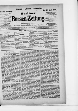 Berliner Börsen-Zeitung on Apr 19, 1898