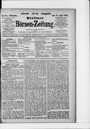 Berliner Börsen-Zeitung vom 27.04.1898