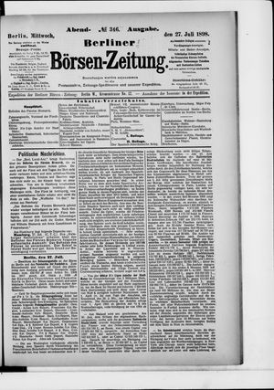 Berliner Börsen-Zeitung vom 27.07.1898