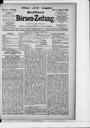 Berliner Börsen-Zeitung vom 05.08.1898