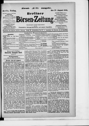 Berliner Börsen-Zeitung on Aug 12, 1898
