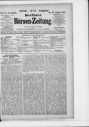 Berliner Börsen-Zeitung on Aug 13, 1898