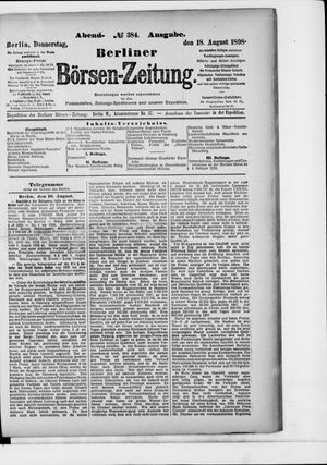 Berliner Börsen-Zeitung on Aug 18, 1898