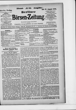 Berliner Börsen-Zeitung on Aug 19, 1898