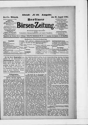Berliner Börsen-Zeitung vom 31.08.1898