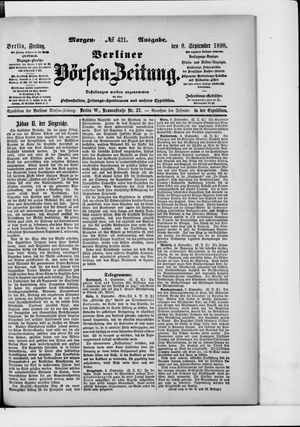 Berliner Börsen-Zeitung vom 09.09.1898
