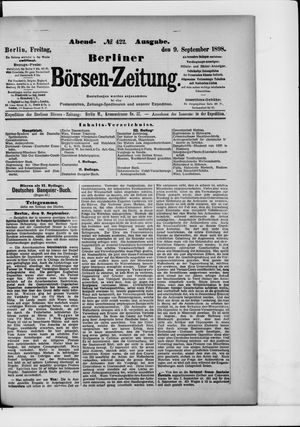 Berliner Börsen-Zeitung vom 09.09.1898