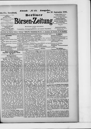 Berliner Börsen-Zeitung vom 10.09.1898
