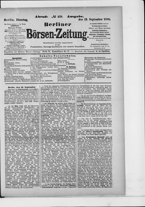 Berliner Börsen-Zeitung vom 13.09.1898