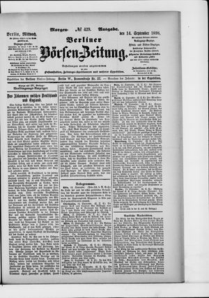 Berliner Börsen-Zeitung on Sep 14, 1898