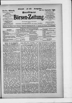 Berliner Börsen-Zeitung on Sep 14, 1898
