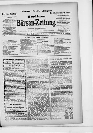 Berliner Börsen-Zeitung vom 19.09.1898