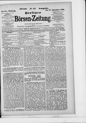 Berliner Börsen-Zeitung vom 21.09.1898