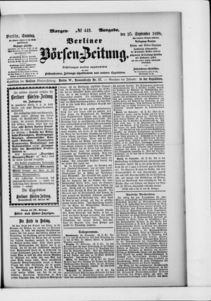 Berliner Börsen-Zeitung vom 25.09.1898