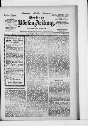 Berliner Börsen-Zeitung vom 27.09.1898
