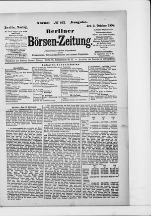 Berliner Börsen-Zeitung on Oct 3, 1898
