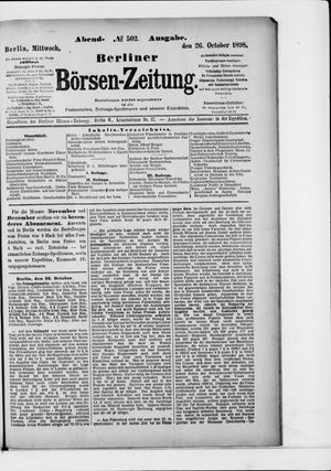 Berliner Börsen-Zeitung on Oct 26, 1898
