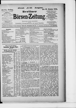 Berliner Börsen-Zeitung vom 28.10.1898