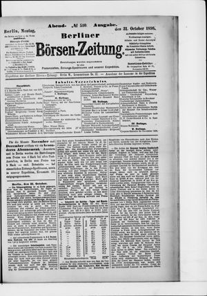 Berliner Börsen-Zeitung vom 31.10.1898