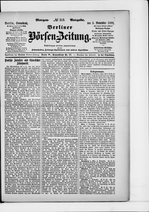 Berliner Börsen-Zeitung vom 05.11.1898