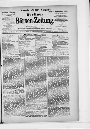Berliner Börsen-Zeitung vom 07.11.1898