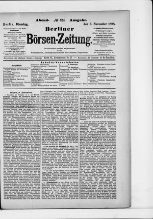 Berliner Börsen-Zeitung vom 08.11.1898