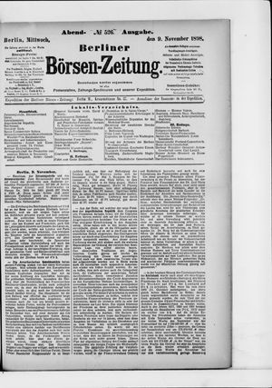 Berliner Börsen-Zeitung vom 09.11.1898