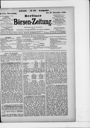 Berliner Börsen-Zeitung vom 10.11.1898