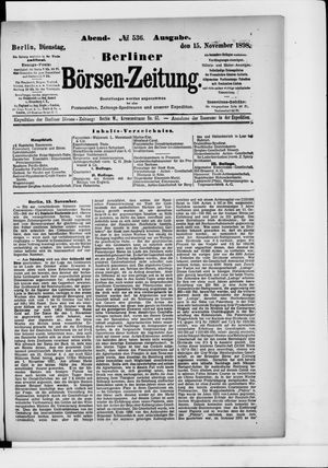 Berliner Börsen-Zeitung vom 15.11.1898