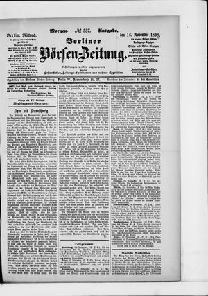 Berliner Börsen-Zeitung vom 16.11.1898