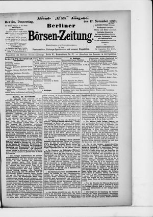 Berliner Börsen-Zeitung vom 17.11.1898