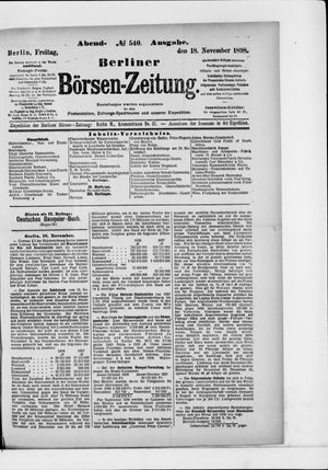 Berliner Börsen-Zeitung vom 18.11.1898