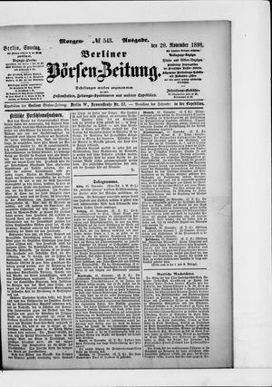 Berliner Börsen-Zeitung vom 20.11.1898