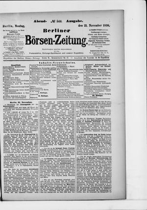 Berliner Börsen-Zeitung vom 21.11.1898