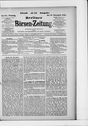 Berliner Börsen-Zeitung vom 22.11.1898