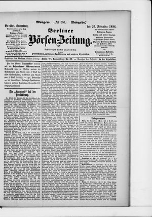 Berliner Börsen-Zeitung vom 26.11.1898