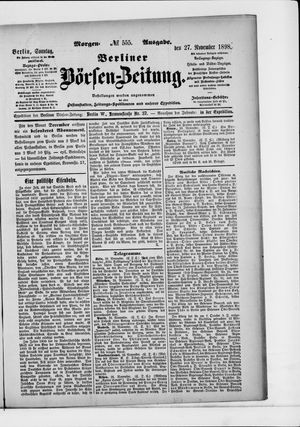 Berliner Börsen-Zeitung vom 27.11.1898