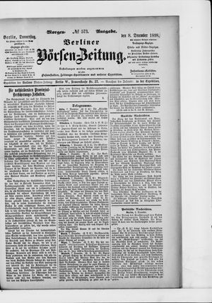Berliner Börsen-Zeitung vom 08.12.1898