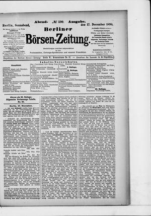 Berliner Börsen-Zeitung vom 17.12.1898