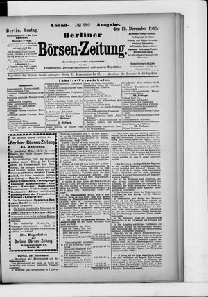 Berliner Börsen-Zeitung vom 19.12.1898