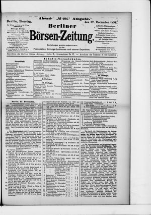 Berliner Börsen-Zeitung on Dec 27, 1898