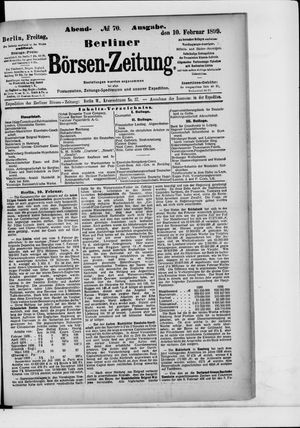 Berliner Börsen-Zeitung on Feb 10, 1899