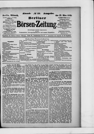 Berliner Börsen-Zeitung vom 22.03.1899